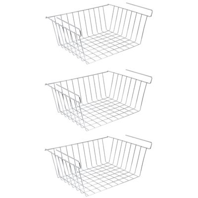 MSV Kastmandje - 3x - opberg/hang mandjes - rvs - zilver - 30 x 24 x 13.5 cm
