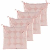 Stoelkussen gewatteerd - 4x - licht roze - 38 x 38 cm - binnen/buiten