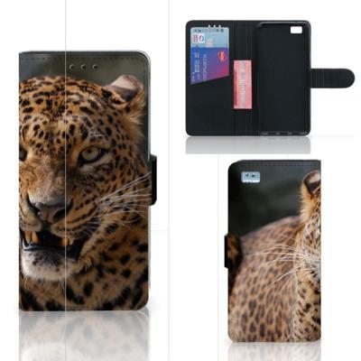 Huawei Ascend P8 Lite | Telefoonhoesje | Met pasjeshouder | Luipaard