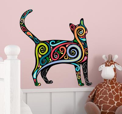 Sticker dieren kat kleuren