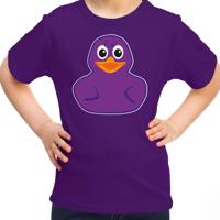 Verkleed T-shirt voor jongens/meisjes - eendje - paars - Carnaval - feestkleding