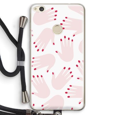 Hands pink: Huawei Ascend P8 Lite (2017) Transparant Hoesje met koord