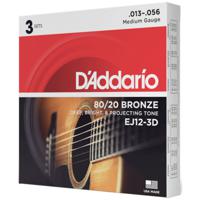 D'Addario EJ12-3D 13-56 Medium Bronze snaren voor westerngitaar (3 sets) - thumbnail