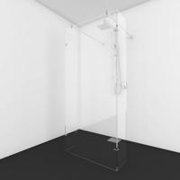 Vrijstaande Douchewand Van Rijn Helder Glas Met Haakse Wanden Incl 2 stabilisatiestangen 200x150x50x50 cm van Rijn