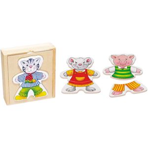 Dieren houten aankleedpuzzel, 18 stukjes