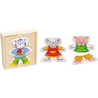 Dieren houten aankleedpuzzel, 18 stukjes Dieren houten aankleedpuzzel, 18 stukjes