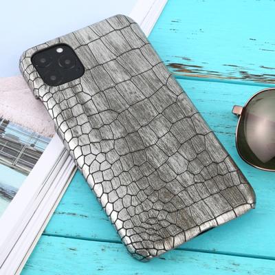 Voor iPhone 11 Pro Max schokbestendige krokodil textuur beschermhoes (zilver)