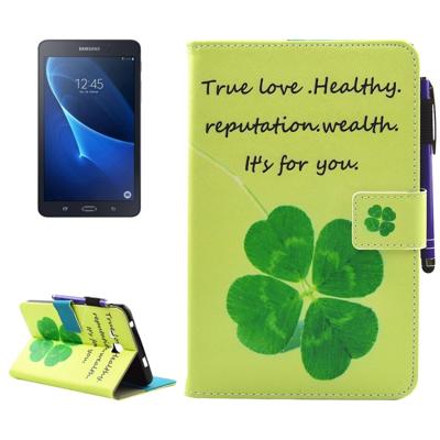 Samsung Galaxy Tab A 7.0 inch / T280 horizontaal Klavertje vier patroon PU leren Flip Hoesje met houder, slaap / ontwaak functie en opbergruimte voor