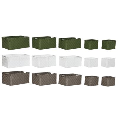 Mandenset Home ESPRIT Groen Grijs Crème Metaal Polypropyleen (3 Stuks)