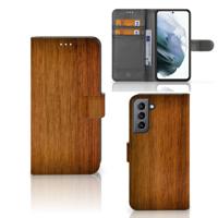 Samsung Galaxy S21 FE | Book Style Case | Donker Hout
