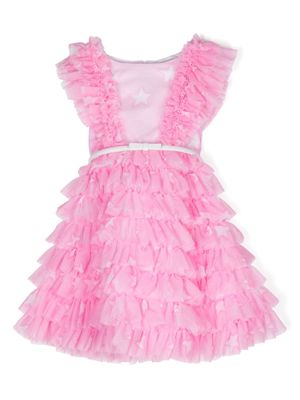 Monnalisa robe en tulle à motif d'étoiles - Rose