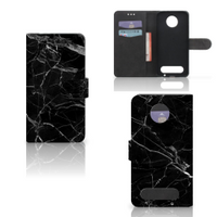 Motorola Moto Z2 Force Bookcase Marmer Zwart - Origineel Cadeau Vader - thumbnail