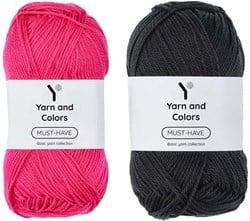 AdO Crochet - Doodle Dolls Interlocking Garenpakket 034 Deep Cerise met 099 Anthracite