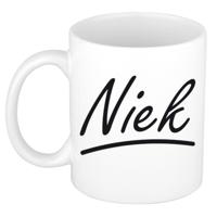 Niek Naam koffiemok - beker - met sierlijke letters - wit - 300 ml - Cadeau - Heren