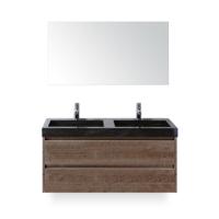 Dante Badmeubelset 120 cm - Tabacco - Wastafel Hardsteen Wit Lucca Dubbel - met Spiegel