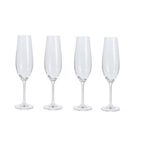 set van 4 stuks kristalglas Champagne Flutes - inhoud 260 ml