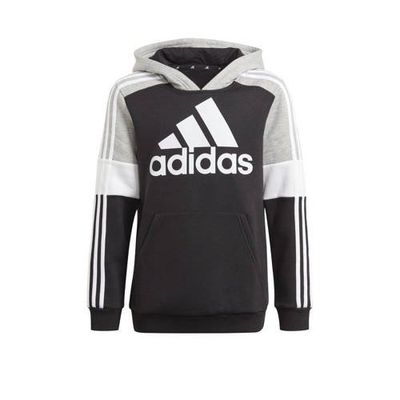 adidas Performance fleece sporthoodie zwart/grijs melange/wit