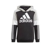 adidas Performance fleece sporthoodie zwart/grijs melange/wit - thumbnail
