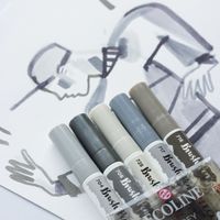 Royal Talens Ecoline Brush Pen - Set van 5 stuks - Grijs - thumbnail