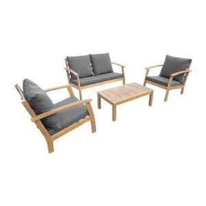 sweeek - Houten loungeset, 4 zitplaatsen