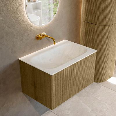 Badmeubel Mondiaz Kurve-Dlux | 70 cm cm | Meubelkleur Dusk | Wastafelkleur Opalo | Solid surface | Wasbak midden spoelbak | Zonder kraangat(en)