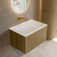 Badmeubel Mondiaz Kurve-Dlux | 70 cm cm | Meubelkleur Dusk | Wastafelkleur Opalo | Solid surface | Wasbak midden spoelbak | Zonder kraangat(en)