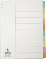 Q-CONNECT tabbladen, A4, karton, 11-gaatsperforatie, 10 tabs, geassorteerde kleuren