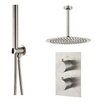 Regendouche set SaniClear Inox | Inbouw | Thermostaatkraan | 2-weg | Rond | RVS look