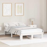 Bedframe met hoofdeinde Wit 135 x 190 cm Massief grenenhout