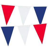 Vlaggenlijnen rood/wit/blauw - 10 meter - plastic - Holland - Nederland - vlaggetjes