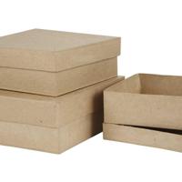 Creativ Company Vierkante dozen, h: 5+6+7,5 cm, afm 16+18+20 cm, 3 stuk/ 1 set