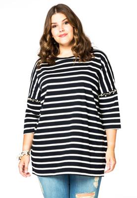 Yoek Wijd shirt parels | Blauw | Maat 38/40