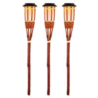 3x Oranje buiten/tuin Led fakkel Bodi solar verlichting 54 cm vlam - thumbnail