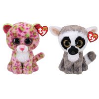 Ty - Knuffel - Beanie Buddy - Lainey Leopard & Linus Lemur - thumbnail