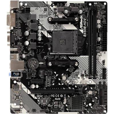 ASRock B450M-HDV R4.0 Moederbord Socket AMD AM4 Vormfactor Micro-ATX Moederbord chipset AMD® B450