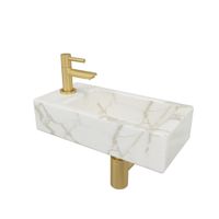 Wiesbaden Mini-Rhea links fonteinset 36x18x9cm Carrara marmerlook wit incl. Amador fonteinkraan geborsteld messing 32.5496 - 22.5701 - 32.3537 - SW696218 - SW411993 Wiesbaden Mini-Rhea links fonteinset 36x18x9cm Carrara marmerlook wit incl. Amador fonteinkraan geborsteld messing 32.5496 - 22.5701 - 32.3537 - SW696218 - SW411993