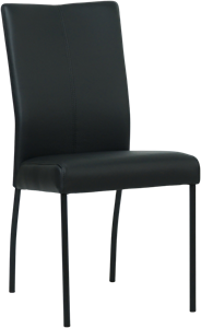 Zwarte leren moderne eetkamerstoel Comfort - poot rond zwart - Hermes Leer Nero (zwart leer)