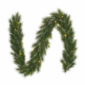 2x stuks groene dennenslingers/dennen guirlandes met kerstverlichting 25 x 270 cm 150 tips