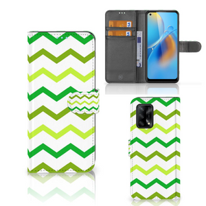 OPPO A74 4G Telefoon Hoesje Zigzag Groen