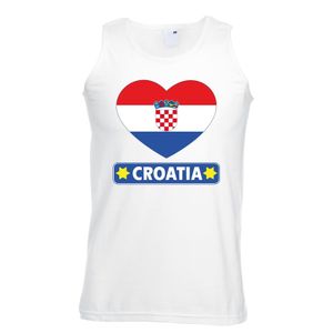 Kroatie hart vlag singlet shirt/ tanktop wit heren