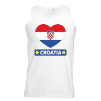 Kroatie hart vlag singlet shirt/ tanktop wit heren - thumbnail