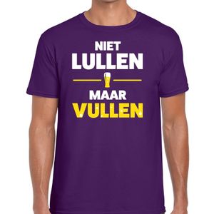 Niet Lullen maar Vullen tekst t-shirt paars heren