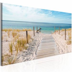 Schilderij - Geluiden van de zee , strand, 2 maten, panorama