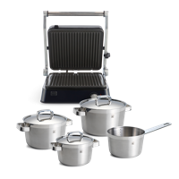 Combi Deal: Connect Contactgrill + Conical Profi 4-delige Pannenset