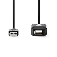 Nedis Actieve USB-Kabel | USB 2.0 | USB-A Male | USB-A Female | 480 Mbps | 10.0 m | Rond | Vernikkeld | PVC | Koper | Label - CCGL60EXTBK100