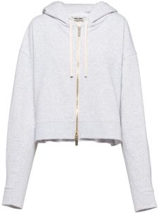 Miu Miu hoodie en polaire à logo brodé - Gris