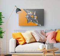 3D canvas Grijs en oranje geometrisch