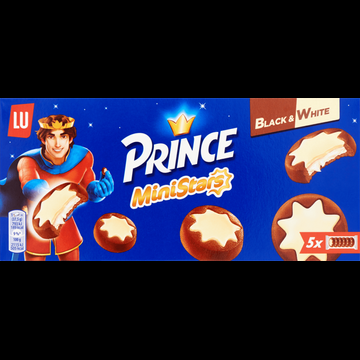LU Prince MiniStars Koekjes Black & White ( 5 x 37.4 g) 187g bij Jumbo