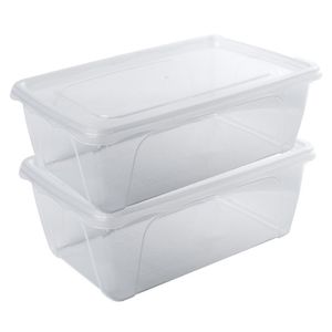 2x Voorraad/vershoudbakjes hoog/diep 1 liter transparant 18 x 12 x 7 cm