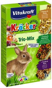 Trio Mix druif/noot-groente/biet-popcorn/honing-kracker dwergkonijn 3in1 - Vitakraft